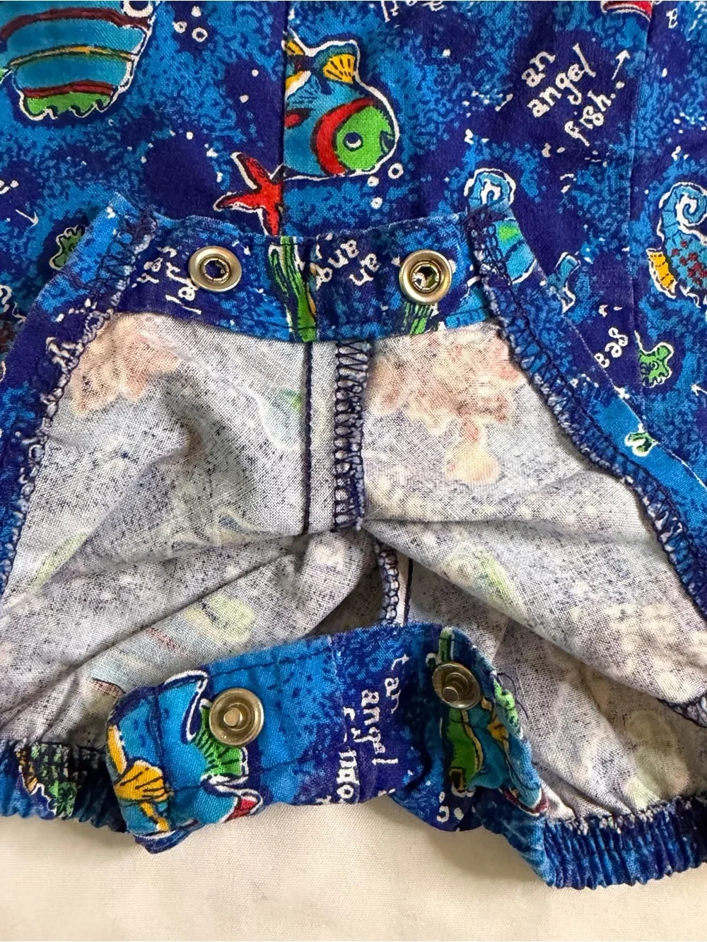 Vintage Baby B’gosh OshKosh Fish Ocean Print Shortalls Romper 18 Months Cotton